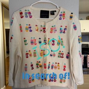 Michael Simon Multicolor Bottle Design Cardigan